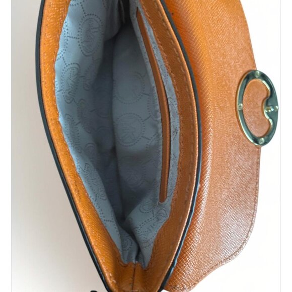 MICHAEL KORS SOFT PEBBLED GENUINE LEATHER MK LOGO WRISTLET in Tangerine - Picture 2 of 5